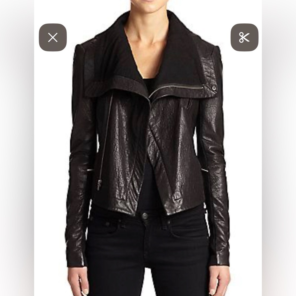 Veda Black Leather Jacket for Women XS